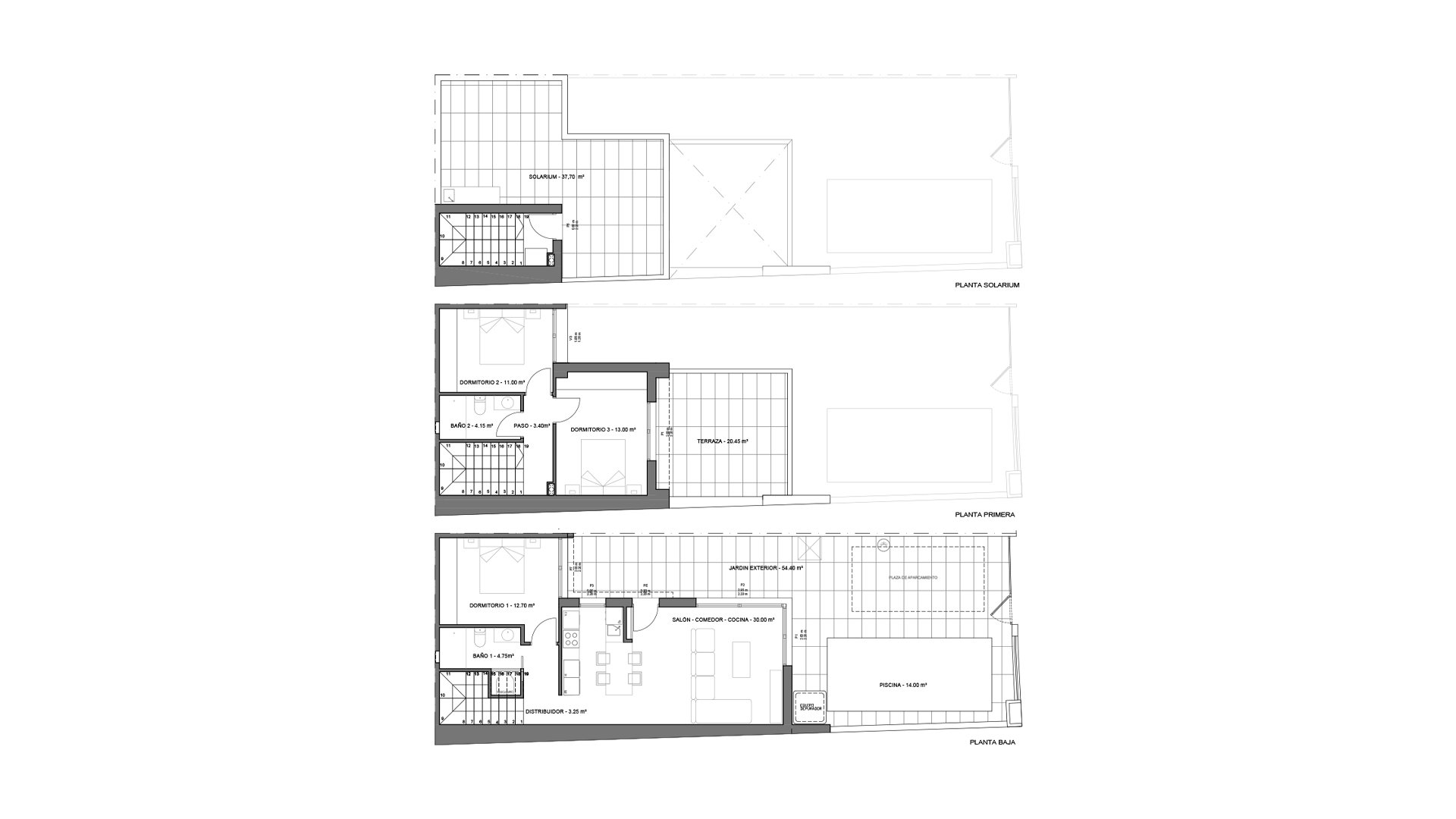 Villa floor plan, 3 bedrooms in Residencial Rosa Morada No. 3